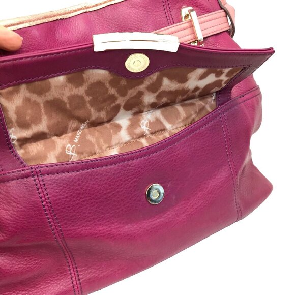 B MAKOWSKI Large Leather Hobo Shoulder Bag Purse Pink Copper Designer Pockets - Picture 10 of 16